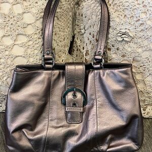 COACH gold leather shoulder bag